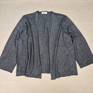 Calvin Klein Open Front Cardigan, XL Sparkly Glitter Metallic Gray Long Sleeve